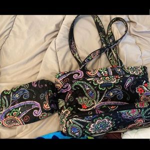 Vera Bradley -paisley pattern- gently used tote bag and makeup bag.